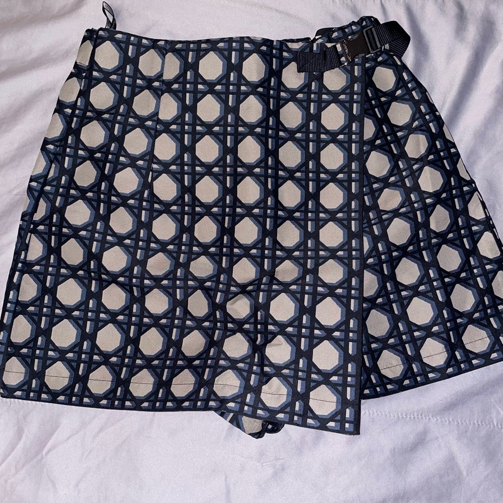 Dior Blue and Cream Geometric Skirt